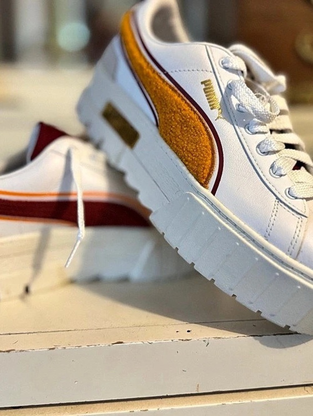 Puma Mayze New Heritage Color Block Sneakers White & Orange US 8.5